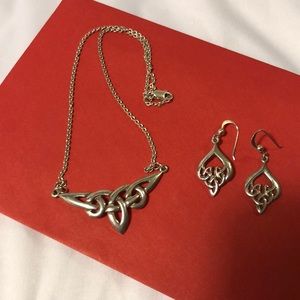 Celtic knot necklace and earrings set